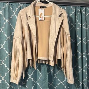 Women's Cream Fringe Jacket